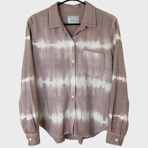 Rails Ingrid Raw-Hem Shirt Women's Medium Pink & White Tie-Dye Button-Up L/S